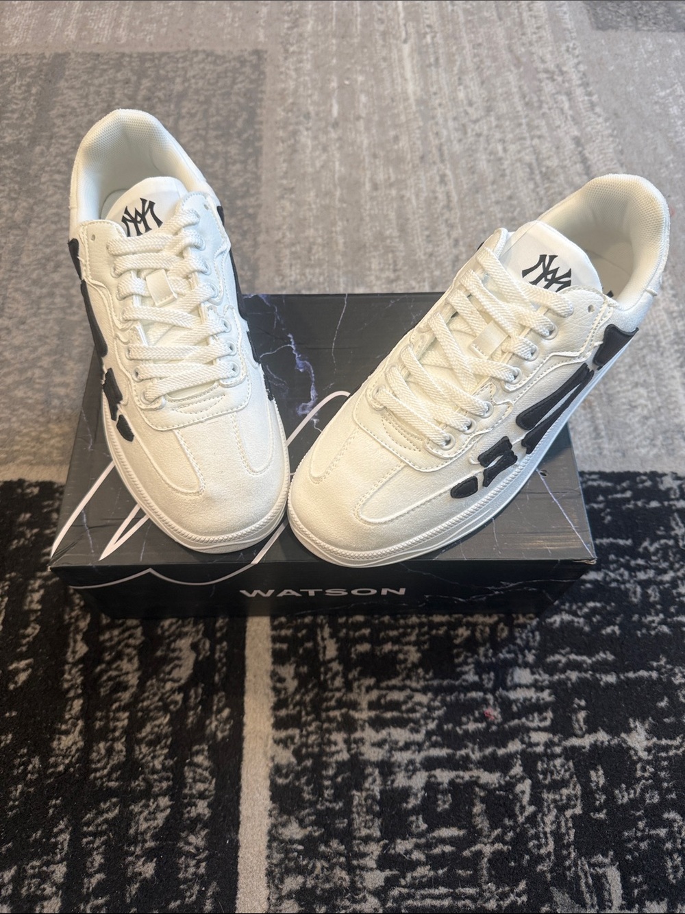 Men's White Sneakers with Black Accents